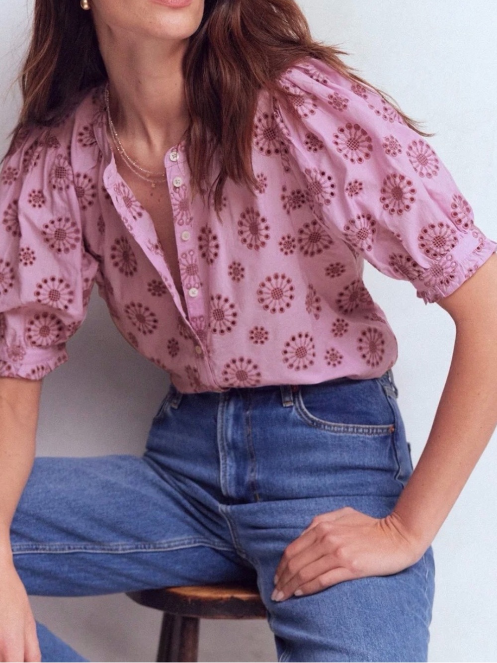 Boden Camille Embroidered Cotton Top - Size 10 - NWT